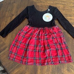 NWT Little Sleepies Black and Red Plaid Kids Dress 3T